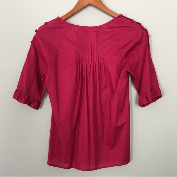 ELLE Pleated Ruffle Top with Button Sleeves Sz XS - Picture 5 of 7